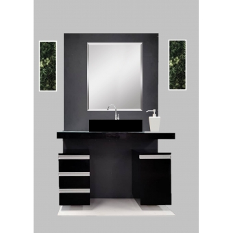 108.108 - CONJUNTO PARA BANHEIRO YES/SLIM 80 - PRETO (C/ CUBA QUADRATO PRETA)