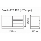 63.63 - BALCÃO FIT 120 OLIVA - (C/ TAMPO)