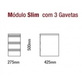88.88 - MÓDULO SLIM C/ 3 GAVETAS (BRANCO)