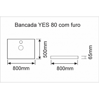 67.67 - BANCADA YES 80 BRANCA (VDO C/FURO BCO C/BOLAS PTA)