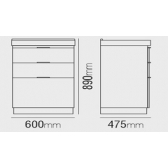 98.98 - TOUCADOR BLU 60 C/ LAVATÓRIO (C/ BASE) GRIGIO (C/ GAVETAS BRANCAS)